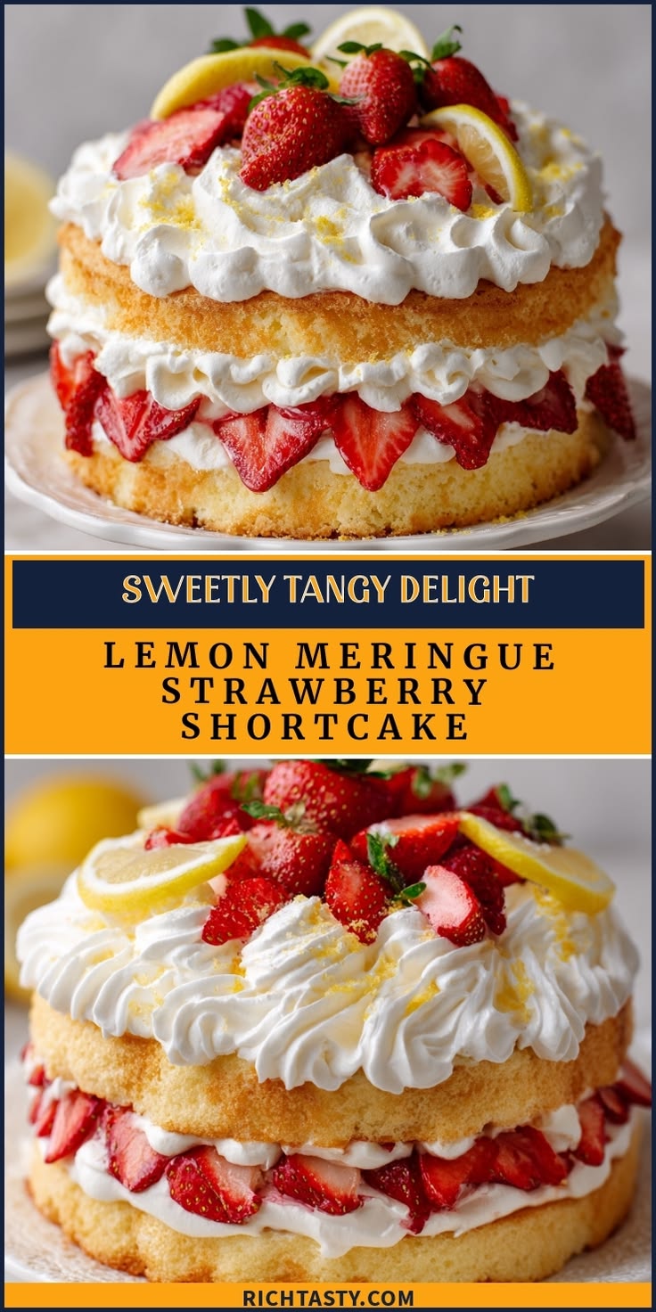 Lemon meringue strawberry shortcake is the perfect combinati