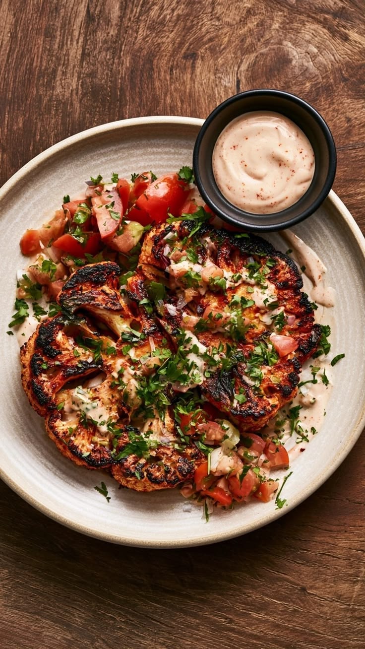 Craving a flavorful dish? Harissa Roasted Cauliflower Steaks