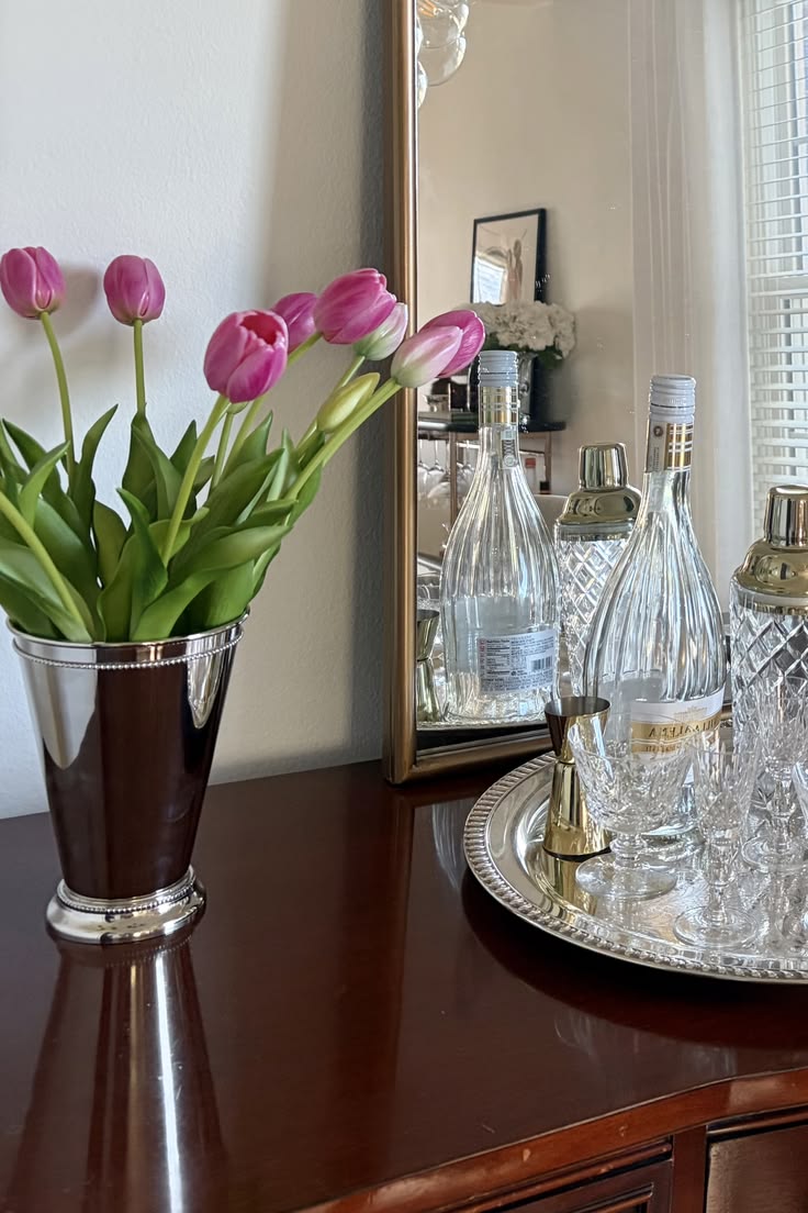 Mint julep cups and tulips - a match made in heaven