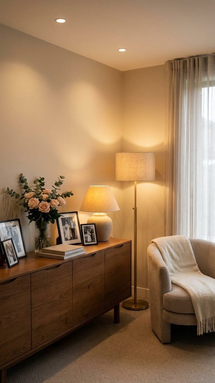 "Looking for warm minimalist living room inspiration? 🌿 This