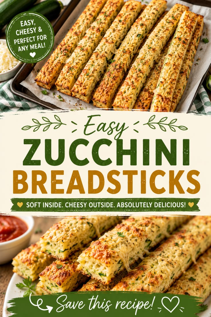 These Easy Zucchini Breadsticks are loaded with fresh zucchi