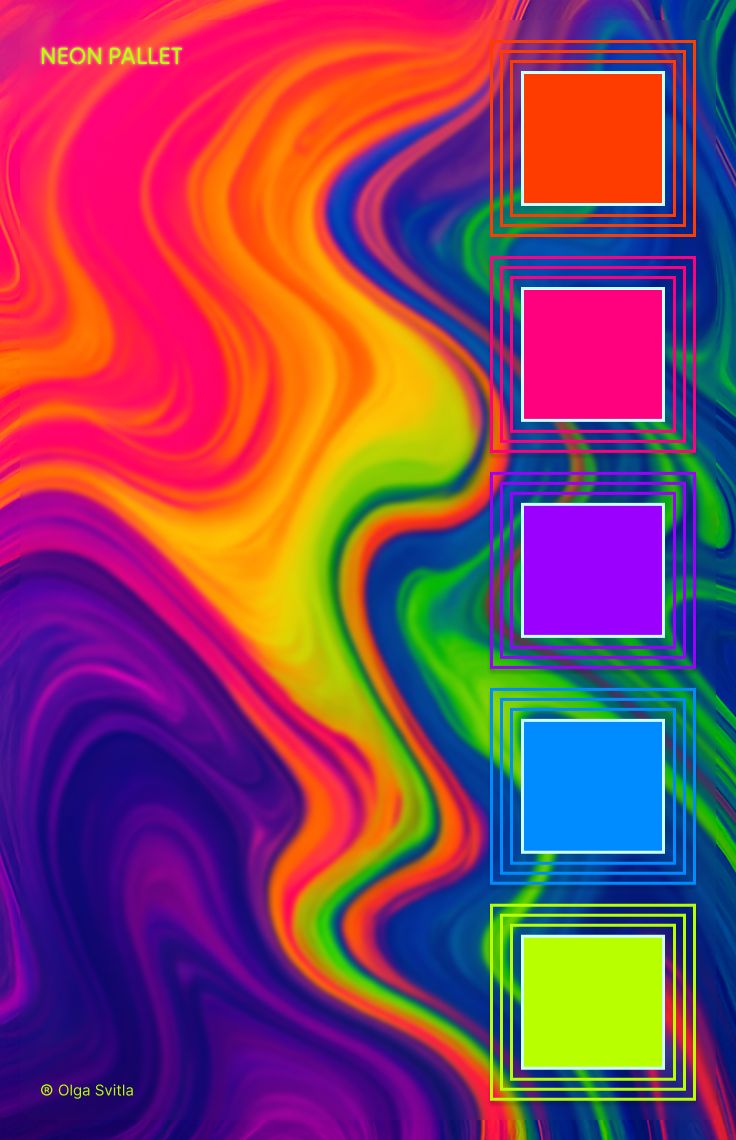 Discover this eye-catching neon color palette perfect for di