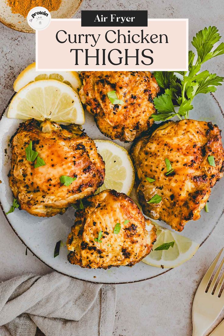 These air fryer curry chicken thighs are crispy, juicy, and 
