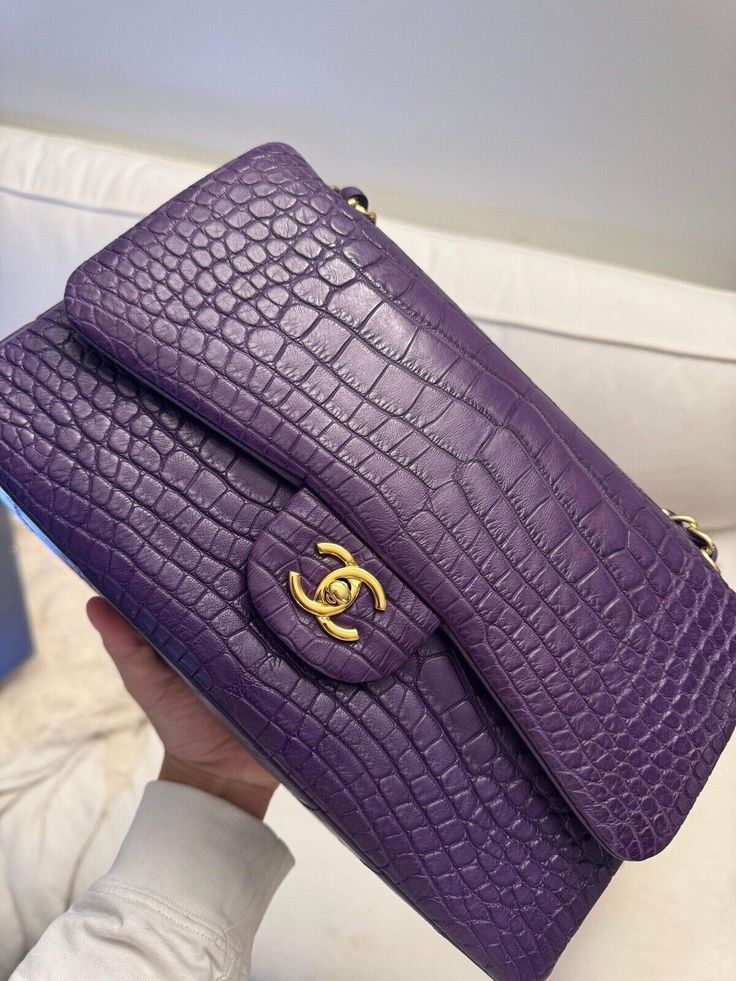 Gorgeous and rare Chanel Jumbo matte alligator bag with gold