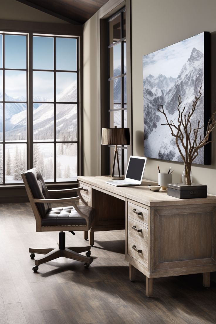 Balance work and style in a sophisticated winter home office