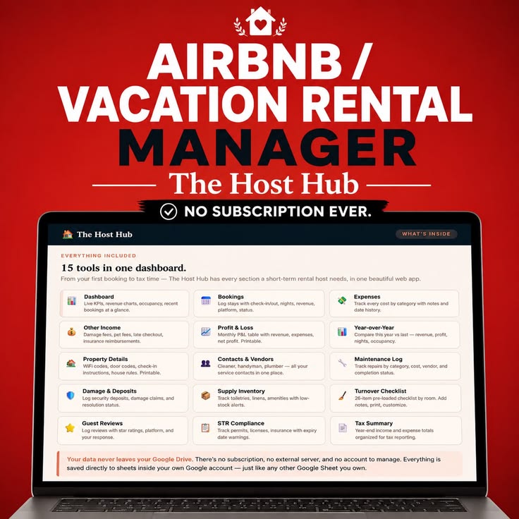 The Host Hub is a complete Airbnb and vacation rental dashbo