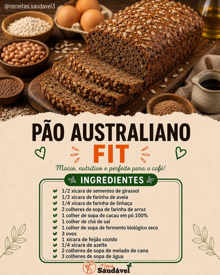 Pão Australiano Fit 🍞✨

Uma opção diferente, nutritiva e che