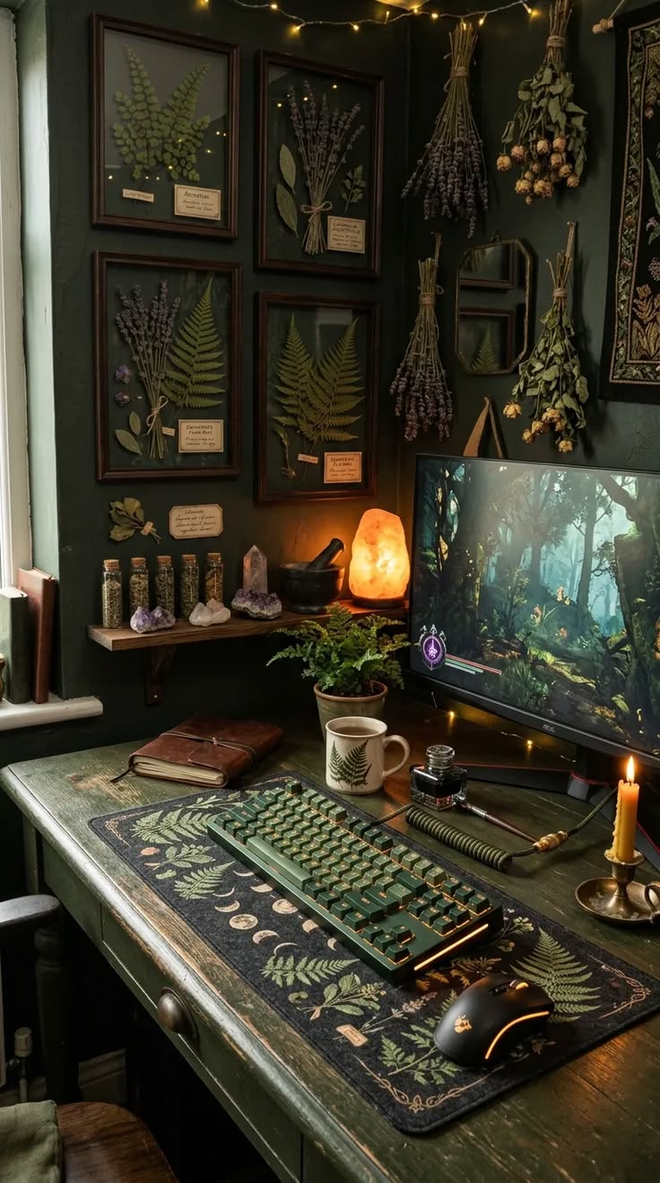 20 Dark Green Gaming Rooms with Plant