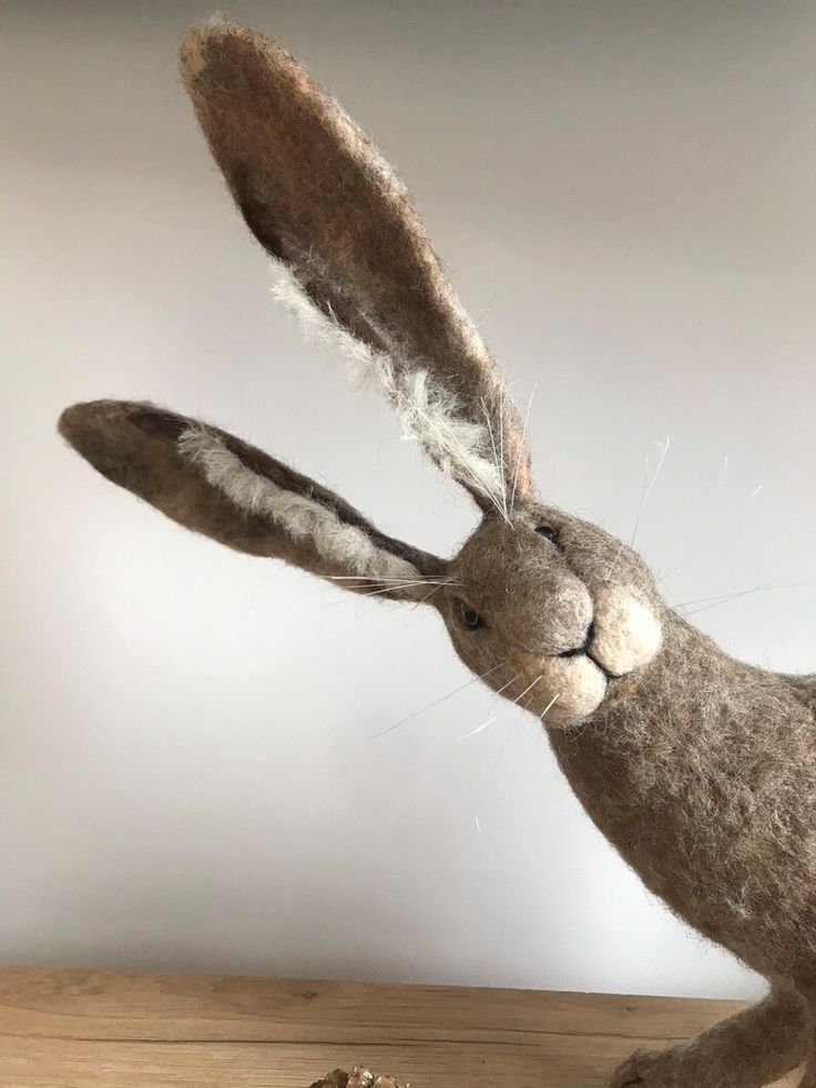 Needle Felted Large Hare Moon Gazing Hare Felt Rabbit Jack -