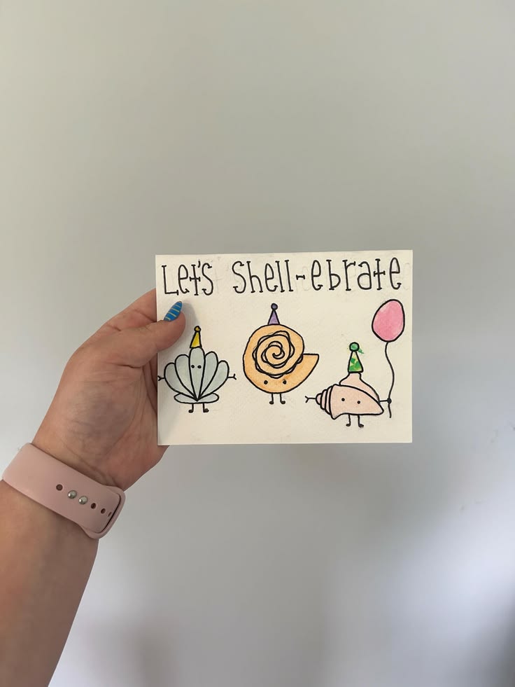 "Let's Shell-Ebrate" birthday card. Blank on inside. Message