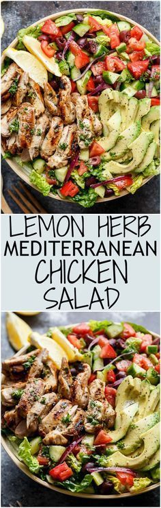 Grilled Lemon Herb Mediterranean Chicken Salad that is full 