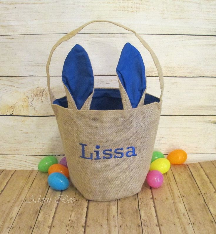 Easter Royal Bunny Ear Tote Bag with Embroidered Name | Jute