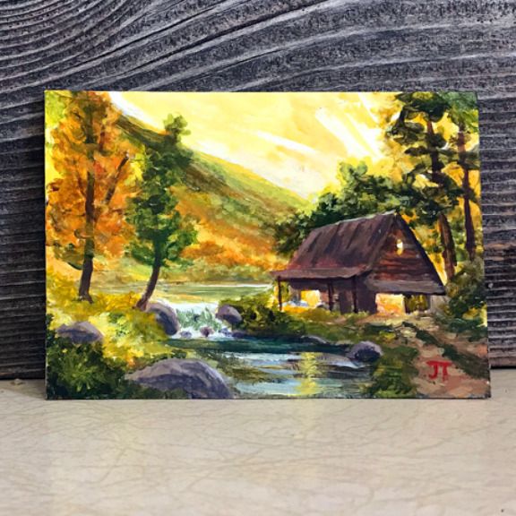 Here's a little miniture ACEO 2.5 by 3.5 of an old workshop 