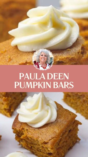 Paula Deen’s Pumpkin Bars is made with eggs, granulated suga