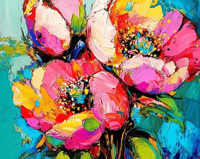Lienzo con jarrón floral abstracto / PDF imprimible - Etsy