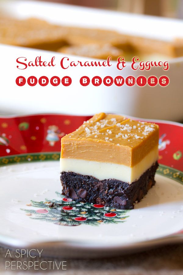 Salted Caramel Eggnog Fudge Brownies