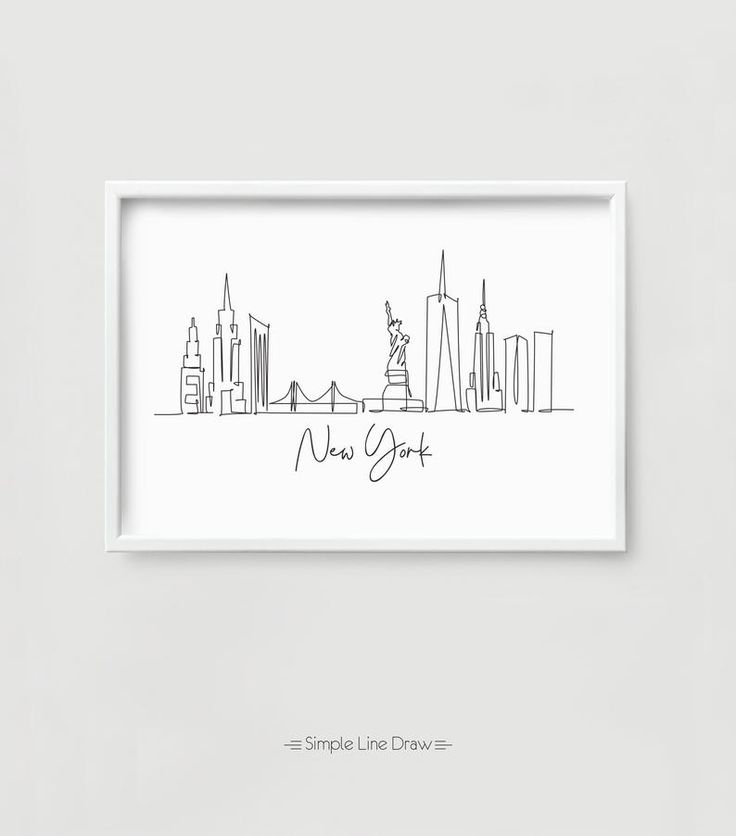 Printable New York City Cityscape Minimalist One Line Drawin