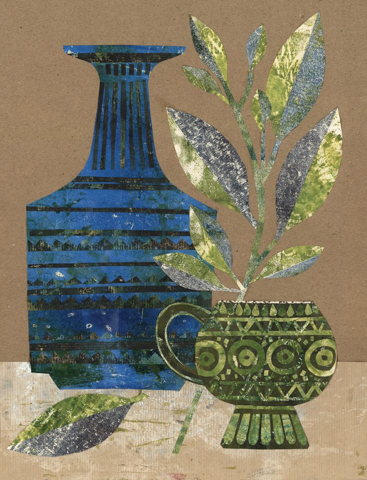 Rimini blue vase, collage, 2016.