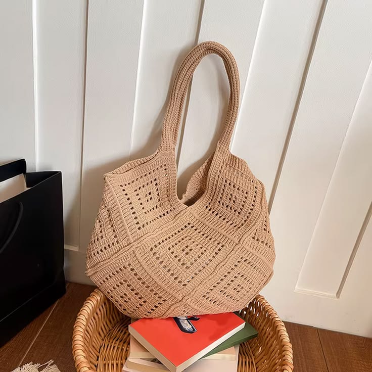 Casual Knitted Hollow out Large Capacity Single Shoulder Bag