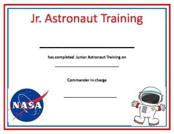 This is a certificate to give to each child after your Space