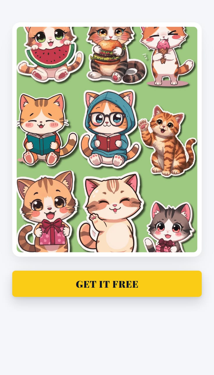 Add charming black and white cat stickers to your collection