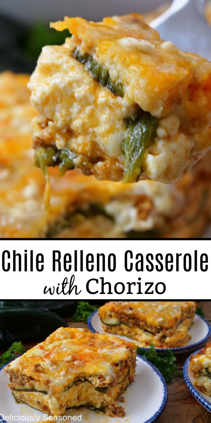 Chile relleno casserole with chorizo is a delicious and savo