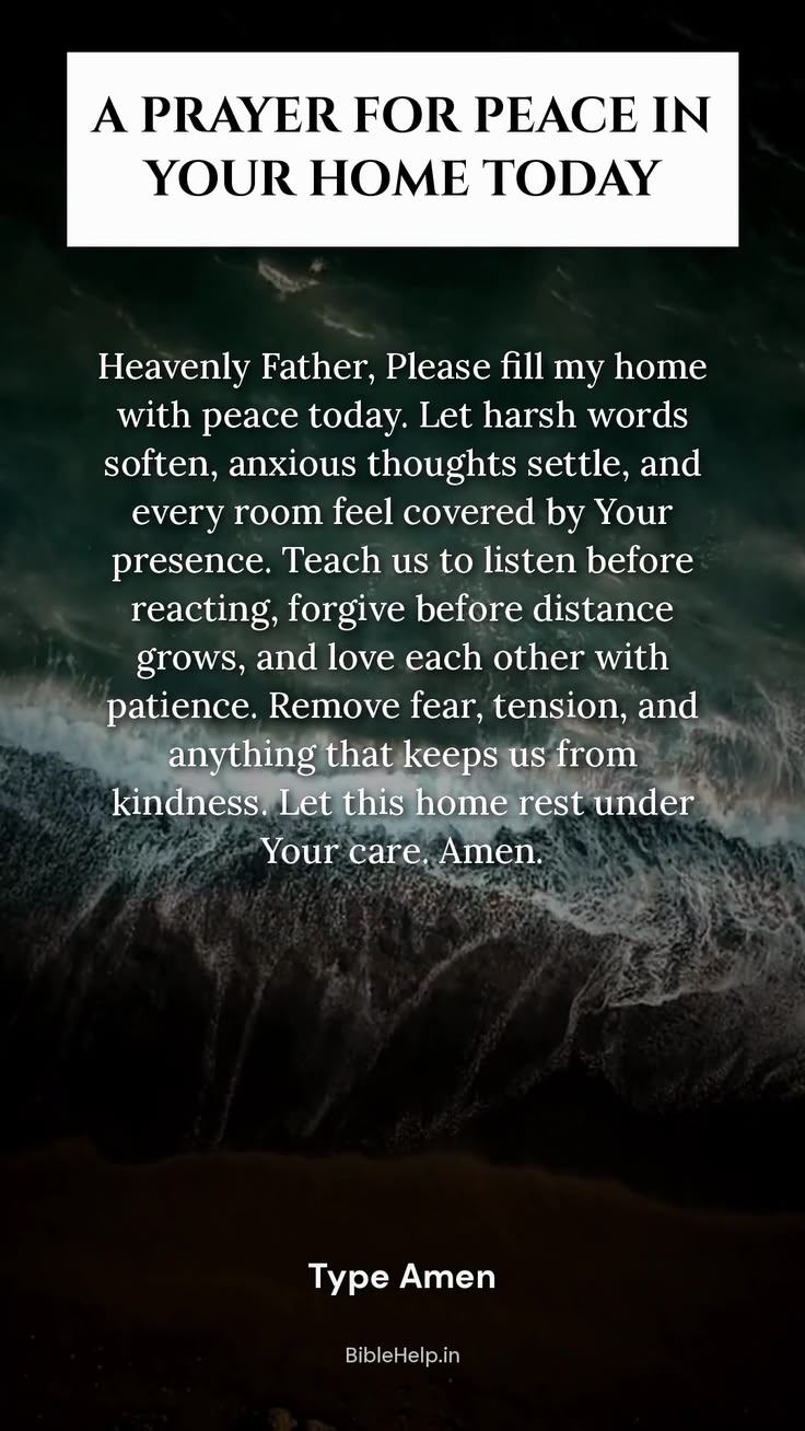 A prayer for peace in your home today | BibleHelp Prayer

A 