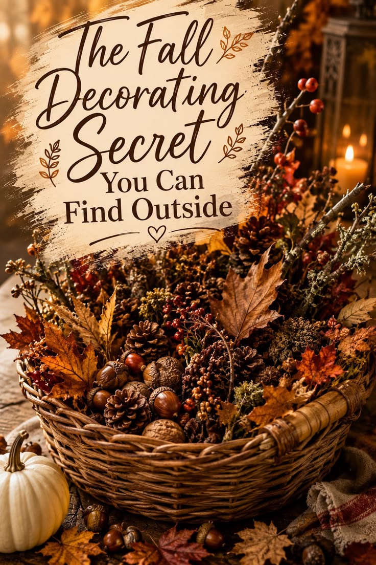 This Rustic Basket Filled With Foraged Autumn Finds turns pi
