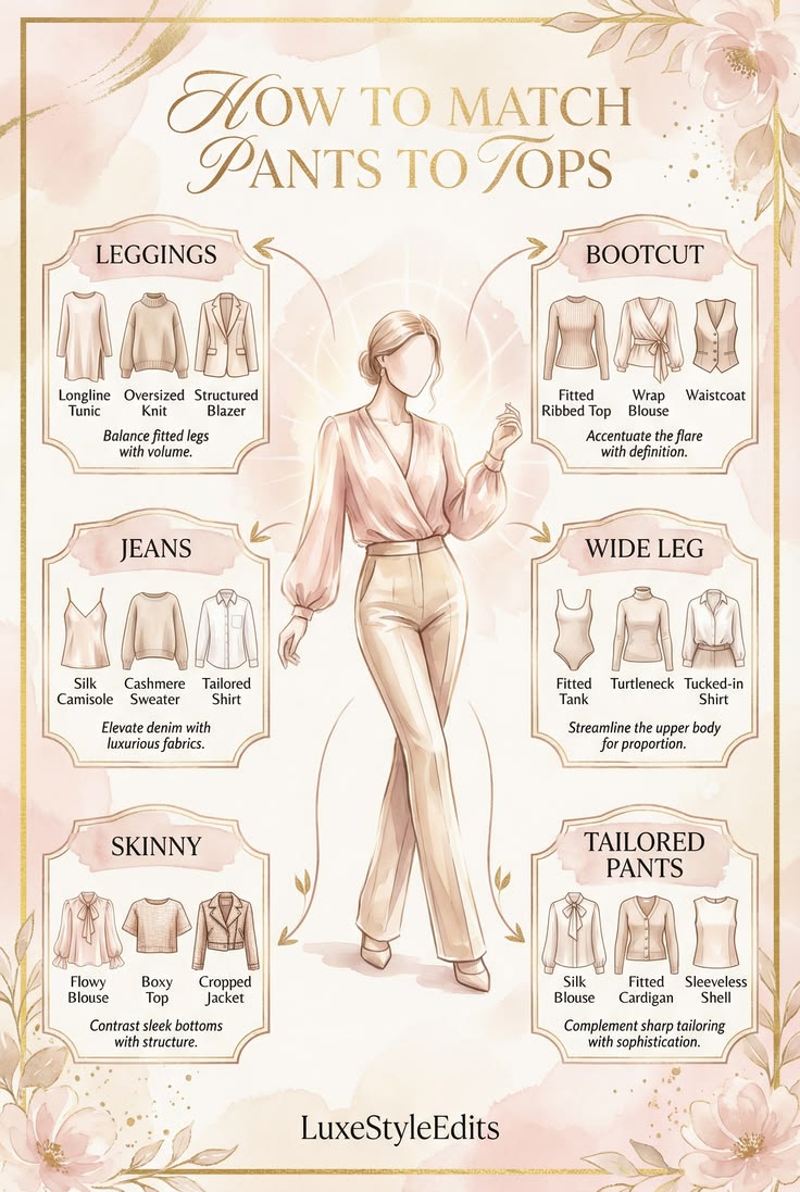 Use this pants-to-tops outfit map to style leggings, jeans, 