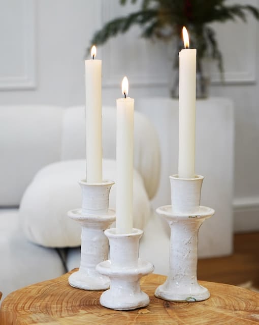 White ceramic candlestick holder - Etsy