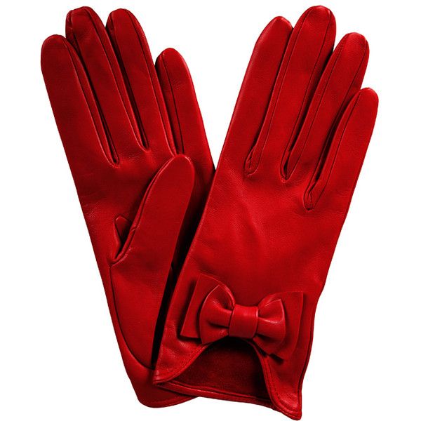 Red Leather Bow Gloves ($97) found on Polyvore