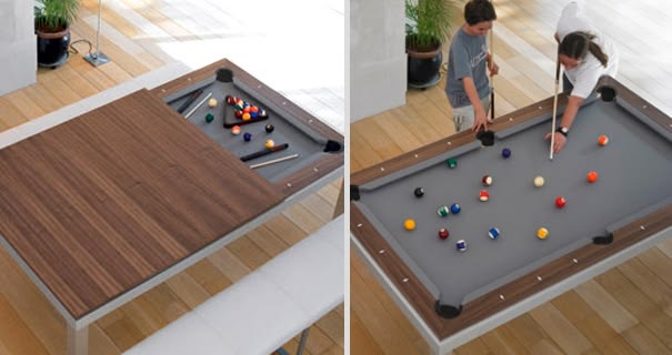 A dining table that converts to a pool table.  Cue me up for