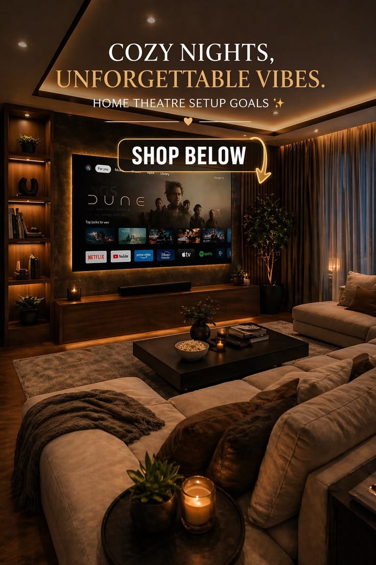 “Turn your living room into a cozy home theatre 🎬✨
Warm ligh