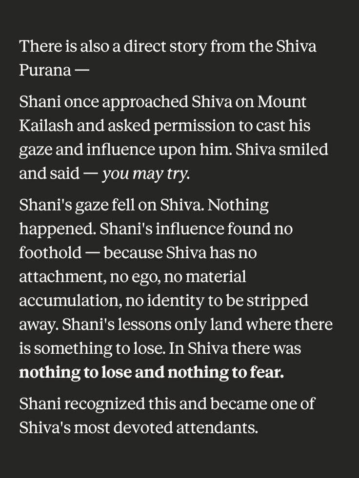 Shani once approached Shiva on Mount Kailash and asked permi