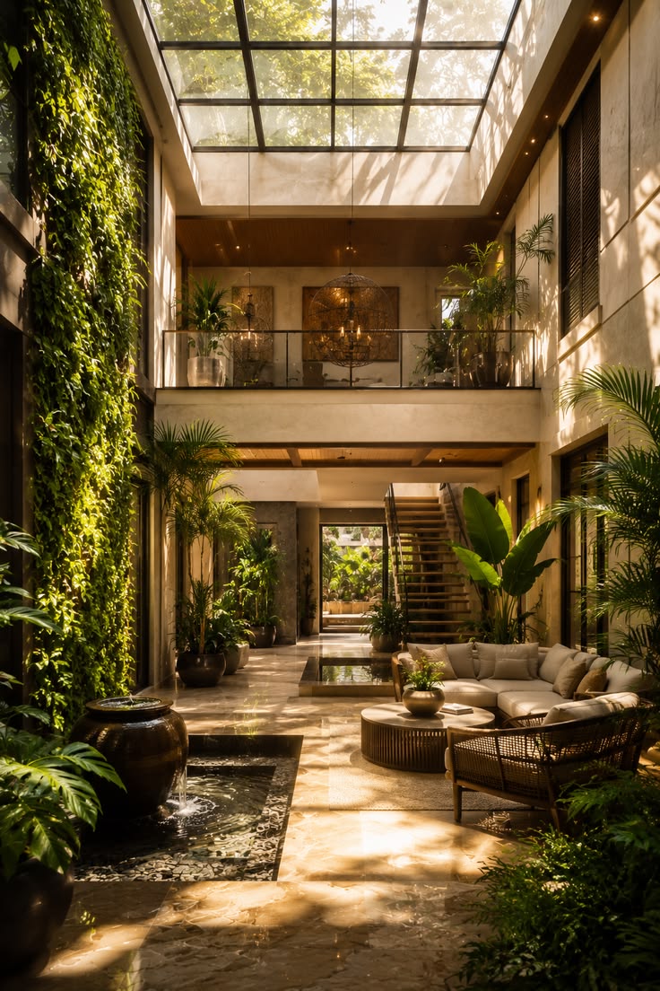Breathtaking indoor courtyard designs featuring lush greener