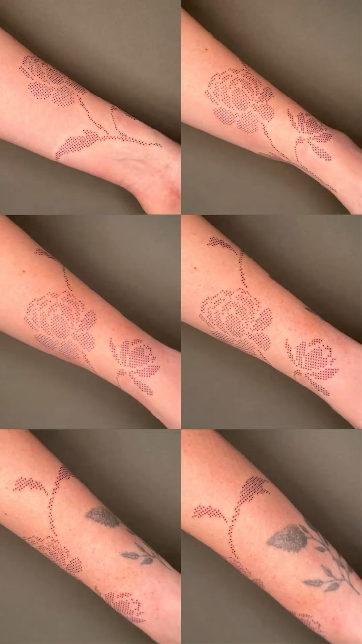 cross stitch flower tattoo, made in handpoke by me in Rome. 