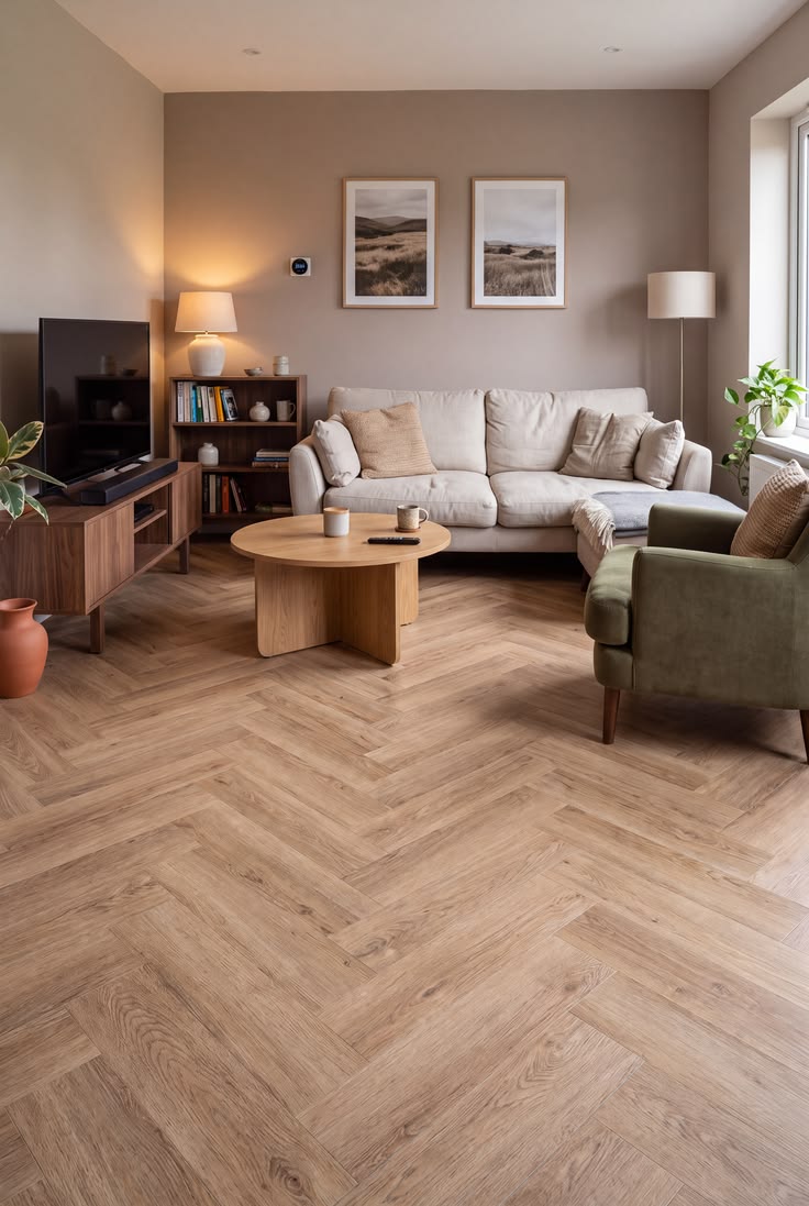 Earthy living room ideas meet warm wood character with La Vi