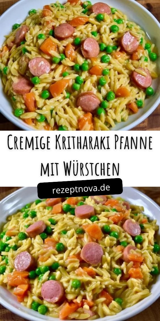 Cremige Kritharaki, herzhafte Würstchen und aromatische Papr