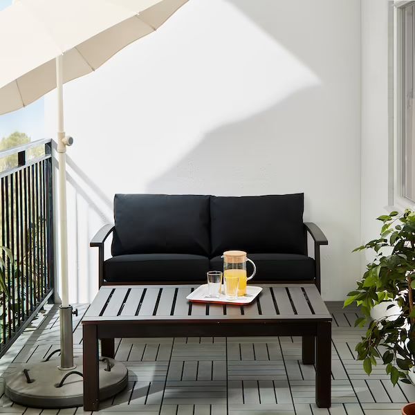 KLÖVEN Coffee table, outdoor, black-brown, 441/2x26" - IKEA