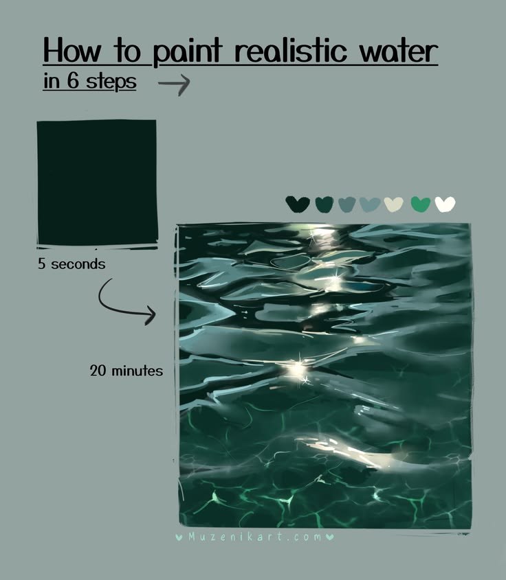 SWIPE➡️Step by step 👉 How to paint a water💧 in 6 steps!

👇 W