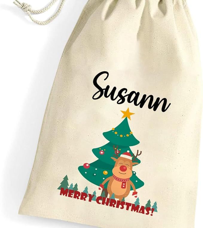 Personalised Christmas Santa Sack Gift Bag Christmas Bag Wit