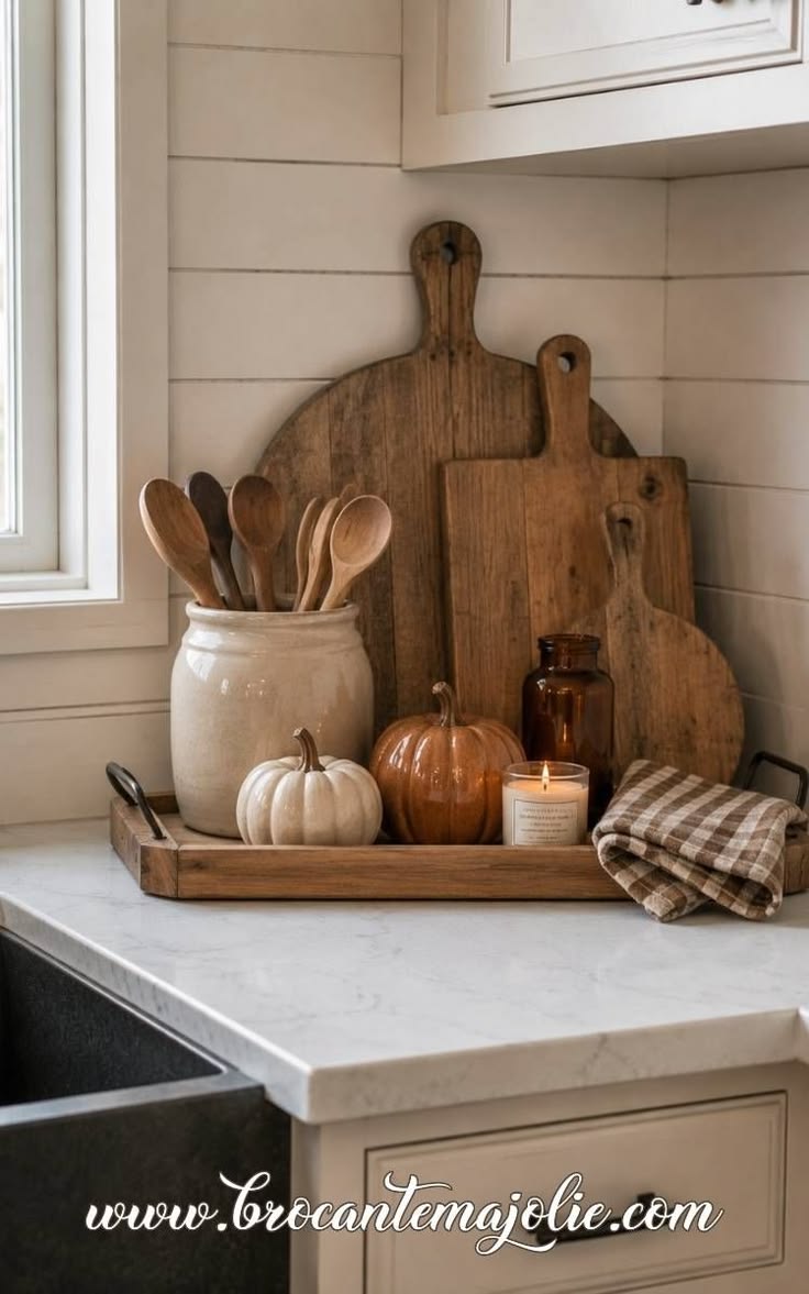 Fall kitchen countertop decor doesn't have to be complicated