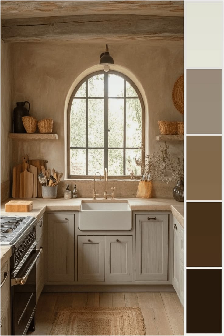 Sun-warmed plaster walls, a graceful arched window and an ap
