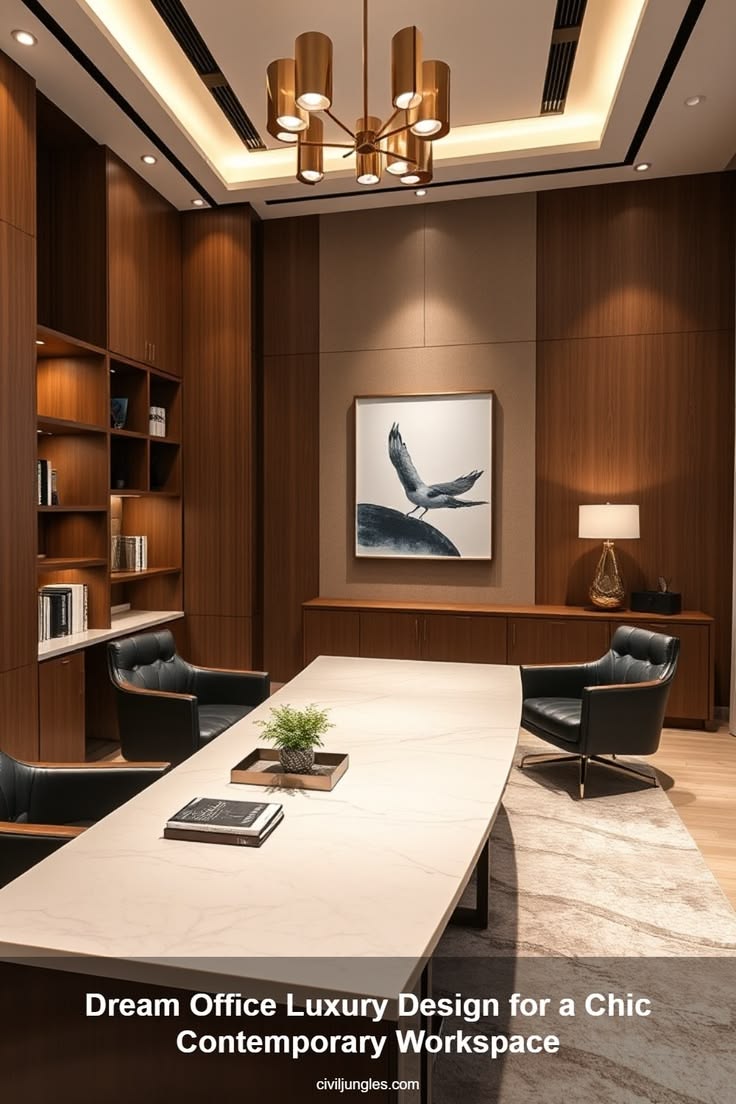 Explore luxury dream office inspiration featuring an elegant