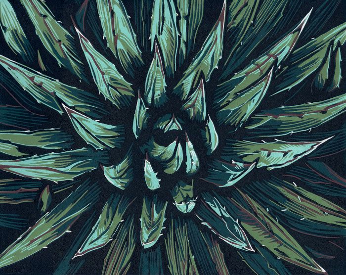 Agave - Original block print by Manny Mellor from The Timpan