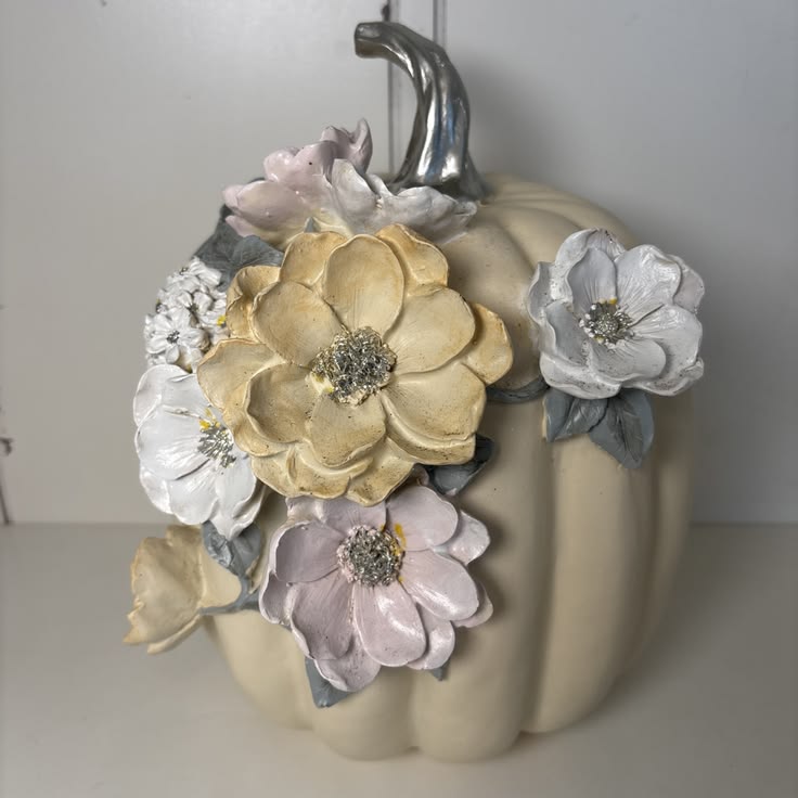 The Martha Stewart Decorative Flower Pumpkin Is A Medium-Siz