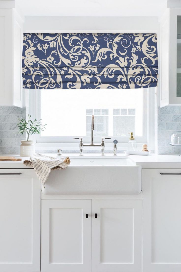 Blue Pattern Valance/Faux Roman Shade