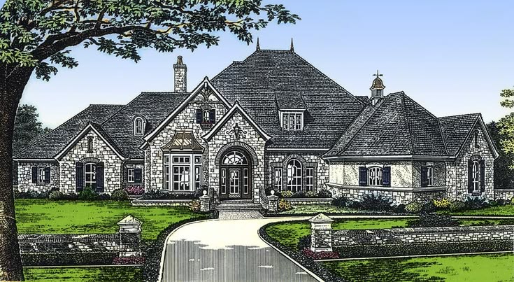 Plan 48093FM: French Country-Style House Plan with Bonus Exp
