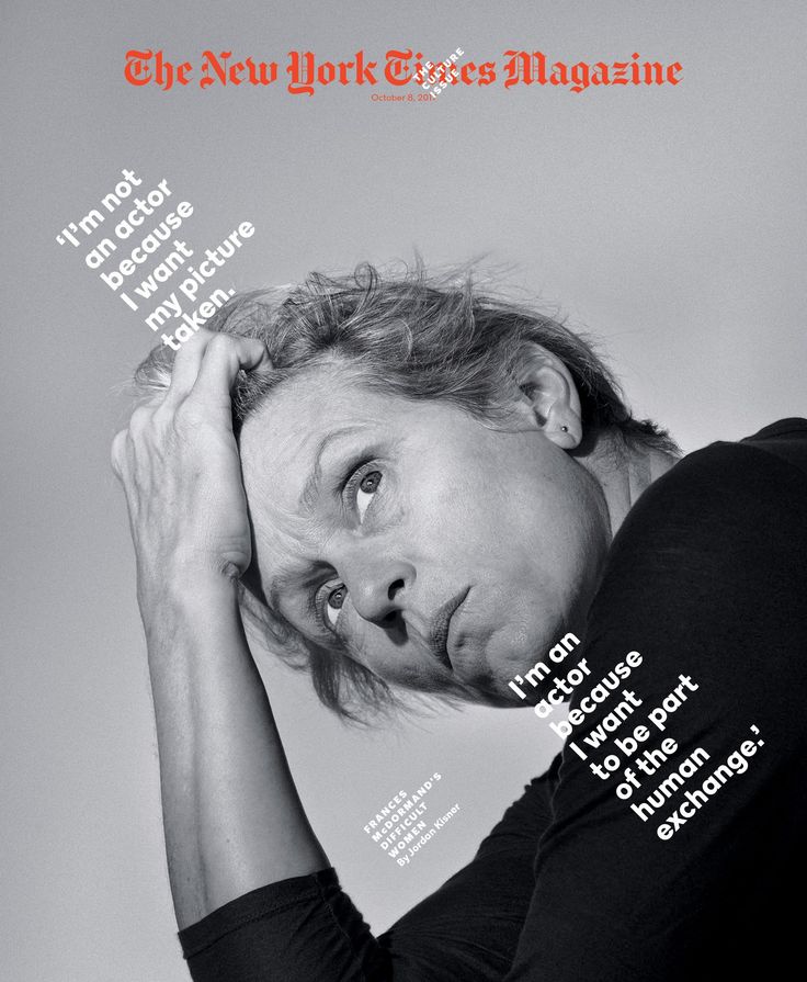 The cover of The @NYTmag Culture Issue: Frances McDormand's 