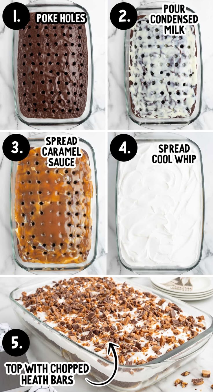 Step-by-step process shots showing poking holes in chocolate